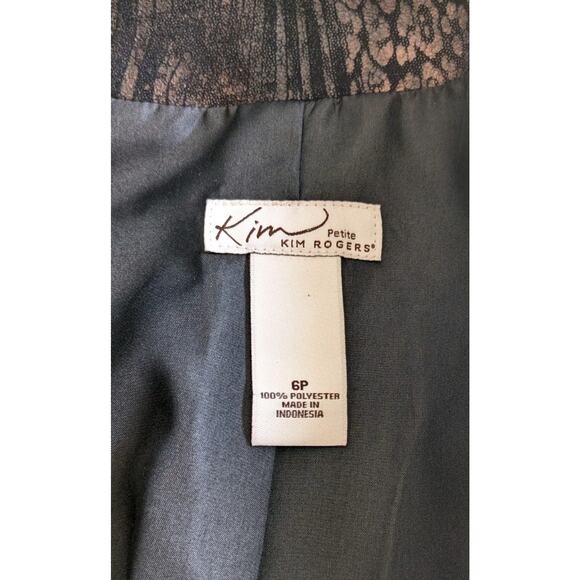 Y2K Metallic Animal Print Blazer 6P Kim Rogers Petites Jacket Faux Suede Zip Up - Picture 7 of 15